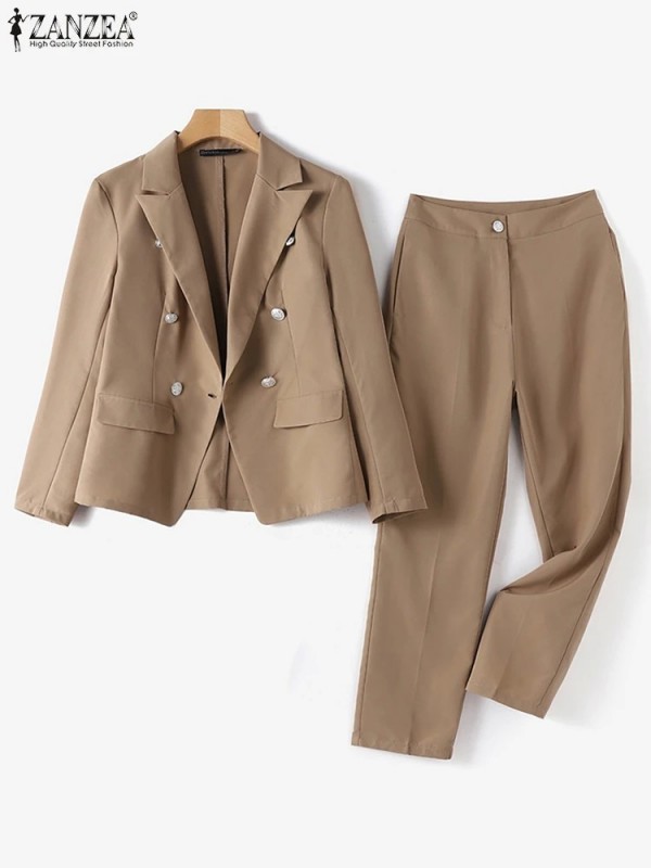 "Ensemble de bureau décontracté pour femme, blazer élégant et chemisier olympique à manches longues"|20,69 €|OKKO MODE