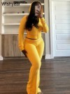 Ensemble jogging femme jaune à capuche et pantalon évasé|23,39 €|OKKO MODE