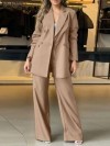 Ensemble de blazer et pantalon à jambes larges pour femmes, tenue élégante olympique de travail pour avocat|21,59 €|OKKO MODE