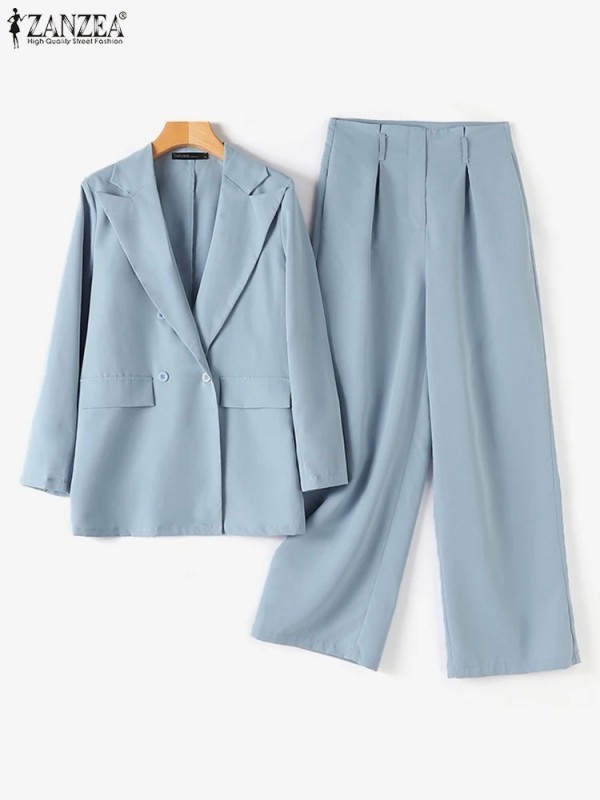 Ensemble de blazer et pantalon à jambes larges pour femmes, tenue élégante olympique de travail pour avocat|21,59 €|OKKO MODE