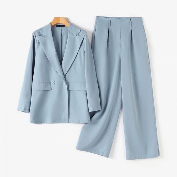 Ensemble Blazer et Pantalon Femme Élégant à Revers Taille Haute|20,89 €|OKKO MODE