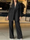 Ensemble Blazer et Pantalon Femme Élégant à Revers Taille Haute|20,89 €|OKKO MODE