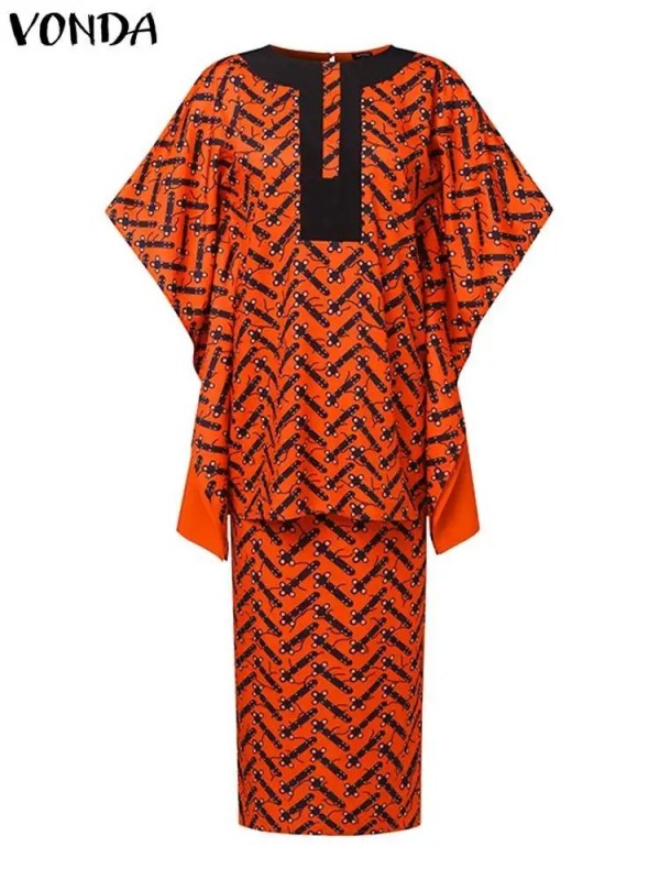 Ensemble robe maxi bohème femme, haut imprimé vintage|20,69 €|OKKO MODE