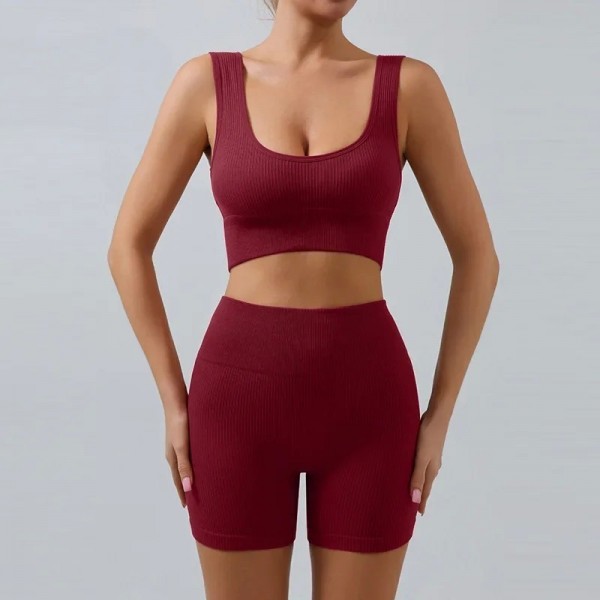 Ensemble de yoga fileté en forme de U sans couture pour femme|8,99 €|OKKO MODE