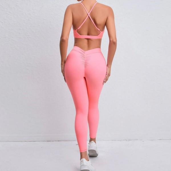 Ensembles de yoga sans couture pour femmes, soutien-gorge dos croisé et leggings d'entraînement|22,49 €|OKKO MODE