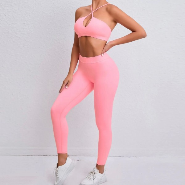 Ensembles de yoga sans couture pour femmes, soutien-gorge dos croisé et leggings d'entraînement|22,49 €|OKKO MODE