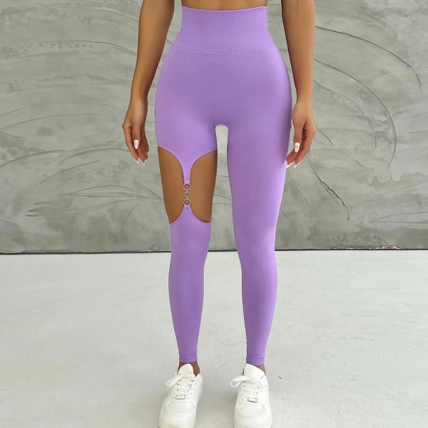 Leggings taille haute en métal pour femme, pantalon de fitness évidé|14,39 €|OKKO MODE