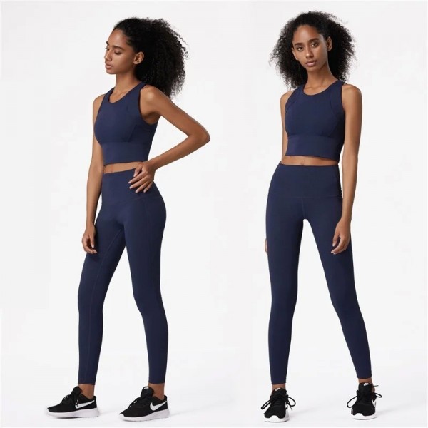 Ensemble 2 pièces Yoga femmes couleur unie soutien-gorge épais débardeur Leggings|37,79 €|OKKO MODE