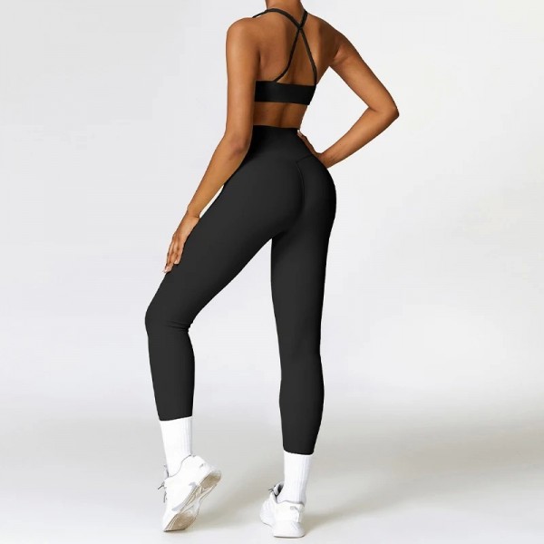 Leggings taille haute et haut de yoga pour femmes, ensemble sport 2 pièces|24,29 €|OKKO MODE