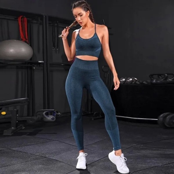 Ensemble de yoga sans couture pour femme, survêtement 2 pièces, leggings taille haute|12,95 €|OKKO MODE