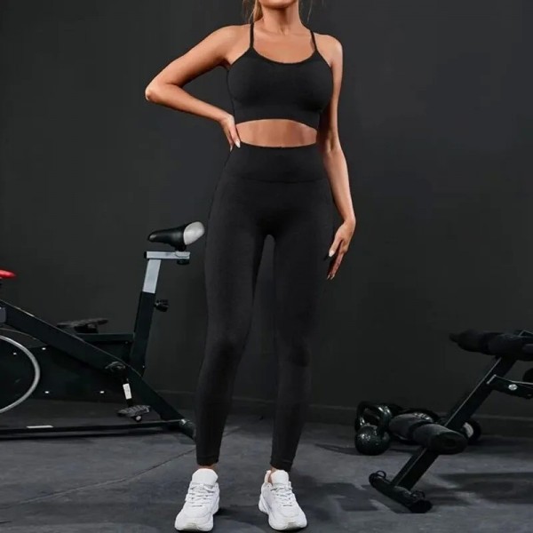 Ensemble de yoga sans couture pour femme, survêtement 2 pièces, leggings taille haute|12,95 €|OKKO MODE