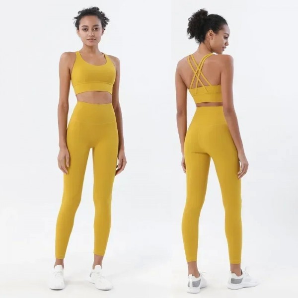 Ensemble de yoga sans couture pour femme, leggings et pantalons en Y, combinaisons sportives|22,07 €|OKKO MODE