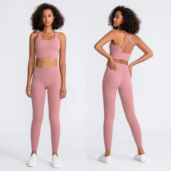 Ensemble 2 pièces Yoga femmes soutien-gorge bretelles Leggings taille haute Fitness|29,87 €|OKKO MODE