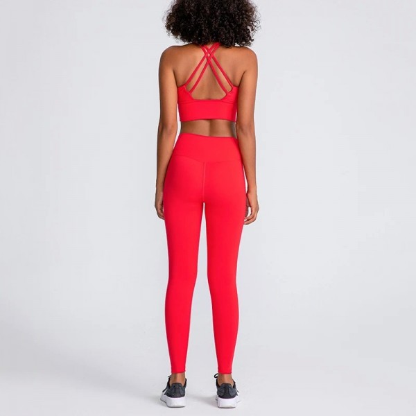 Ensemble 2 pièces Yoga femmes soutien-gorge bretelles Leggings taille haute Fitness|29,87 €|OKKO MODE