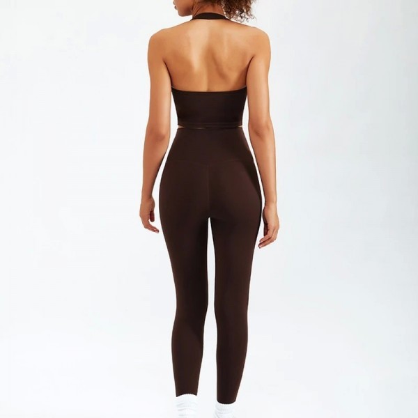 Ensemble de yoga à manches longues avec fermeture éclair pour femme, taille haute|22,49 €|OKKO MODE