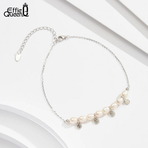 Bracelet de cheville en argent 925 avec perles naturelles pour femme|15,03 €|OKKO MODE