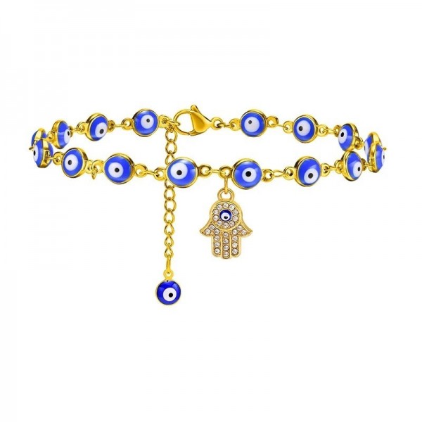 Bracelet main Acier Inoxydable pour Femme, Accessoire de Style Bohème, Main de Fatima, Mauvais Œil Bleu,|2,00 €|OKKO MODE