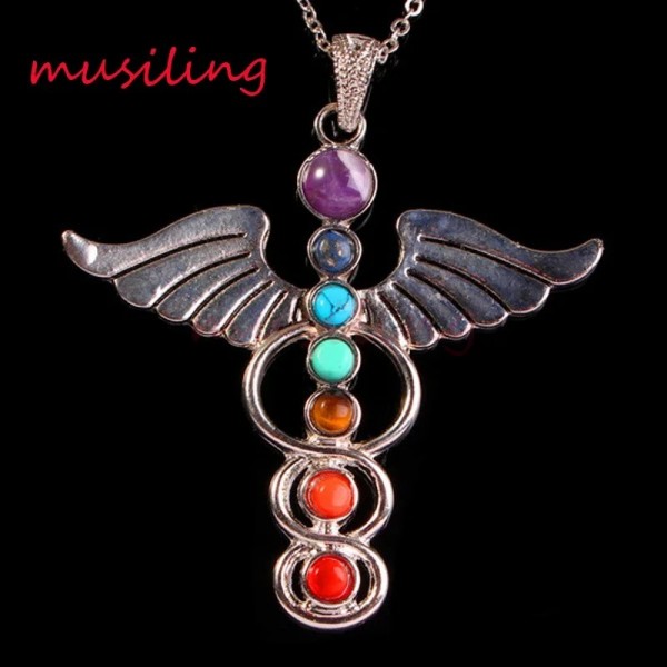 Musiling – bijoux en pierre naturelle pour femmes, 7 chakras en métal, pendentif Reiki, chaîne, pendule, breloques à la mode, 1 |4,49 €|OKKO MODE