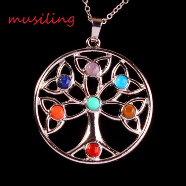 Musiling – bijoux en pierre naturelle pour femmes, 7 chakras en métal, pendentif Reiki, chaîne, pendule, breloques à la mode, 1 |4,49 €|OKKO MODE