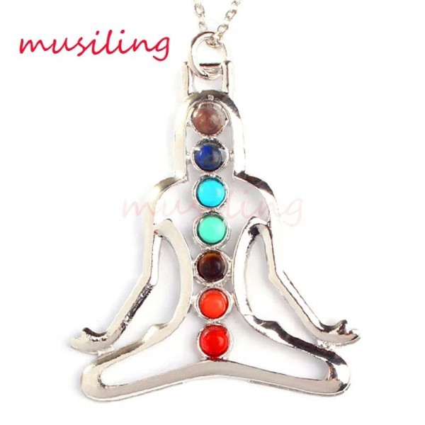 Musiling – pendentif pendule Reiki en métal, amulette de guérison en pierre naturelle, 7 perles de Chakra, breloques de santé, b|21,59 €|OKKO MODE