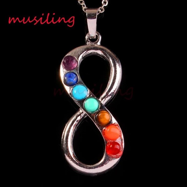 Musiling – pendentif pendule Reiki en métal, amulette de guérison en pierre naturelle, 7 perles de Chakra, breloques de santé, b|21,59 €|OKKO MODE