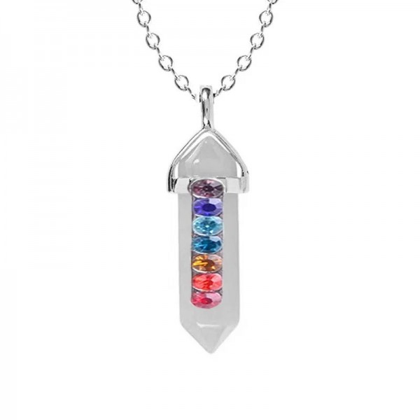 Pendentif en Pierre Naturelle des 7 Chakras, en Clip, Pendule, Collier de Yoga, Précieux|2,69 €|OKKO MODE