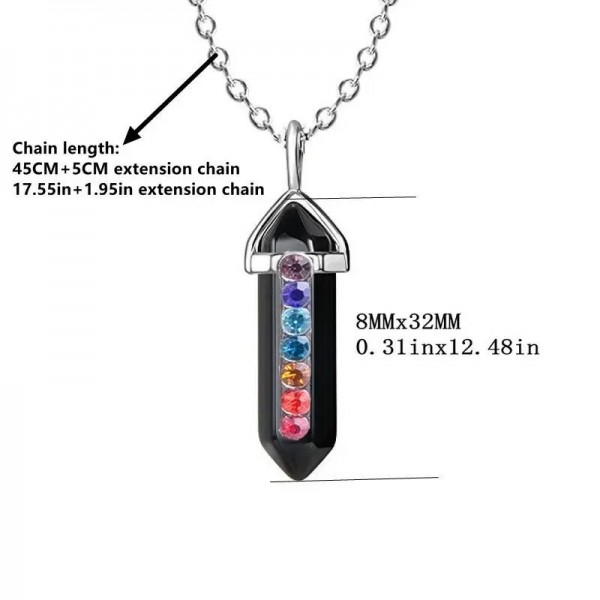 Pendentif en Pierre Naturelle des 7 Chakras, en Clip, Pendule, Collier de Yoga, Précieux|2,69 €|OKKO MODE