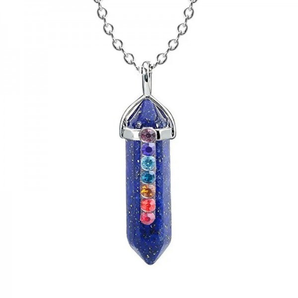 Pendentif en Pierre Naturelle des 7 Chakras, en Clip, Pendule, Collier de Yoga, Précieux|2,69 €|OKKO MODE