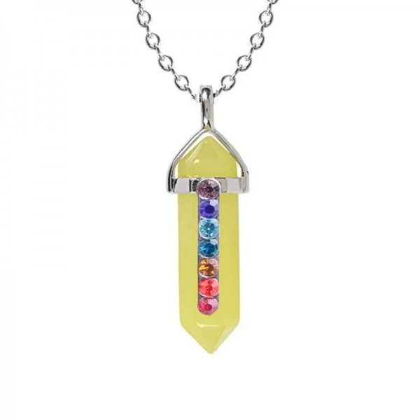 Pendentif en Pierre Naturelle des 7 Chakras, en Clip, Pendule, Collier de Yoga, Précieux|2,69 €|OKKO MODE