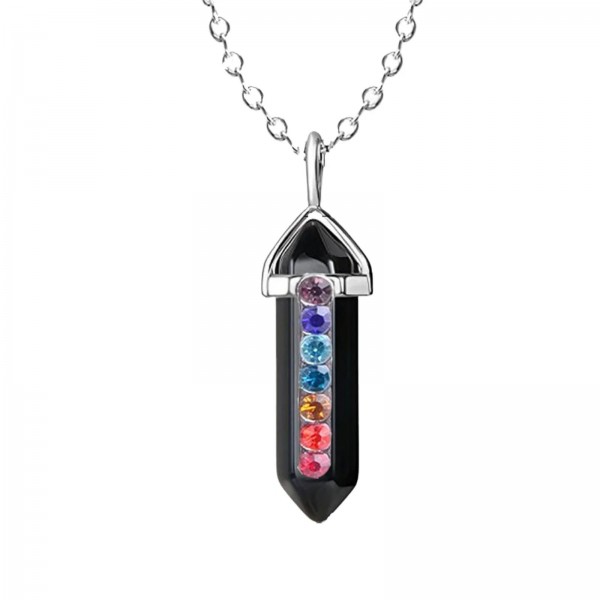 Pendentif en Pierre Naturelle des 7 Chakras, en Clip, Pendule, Collier de Yoga, Précieux|2,69 €|OKKO MODE