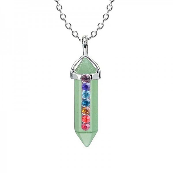 Pendentif en Pierre Naturelle des 7 Chakras, en Clip, Pendule, Collier de Yoga, Précieux|2,69 €|OKKO MODE