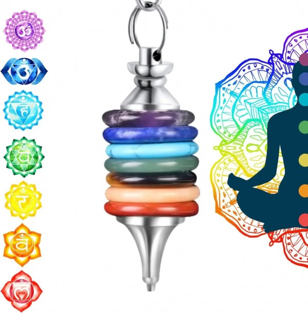 pendule radiesthésie pierre naturelle reiki pour la guérison énergétique, 7 Chakra, Quartz hébreu, Bijoux Wicca, pendule divinat|3,59 €|OKKO MODE