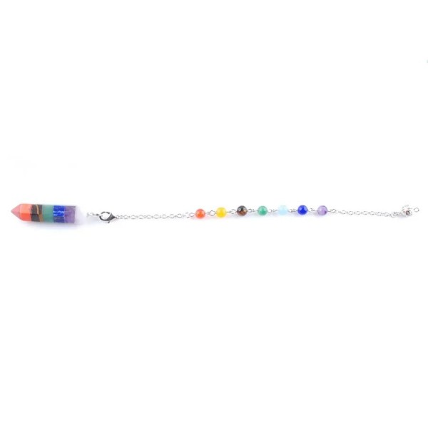 WOJIAER-Pendule en pierre précieuse naturelle, boule en métal argenté, 7 chakras de guérison JODowsing avec JON3539, bijoux fant|8,09 €|OKKO MODE