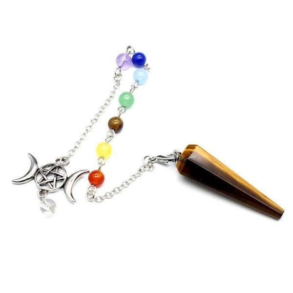 Pendules cristal de roche pendule radiesthésie pierre naturelle reiki pendentif à hexagonale 7 Chakra pendule spirituel verit|2,00 €|OKKO MODE