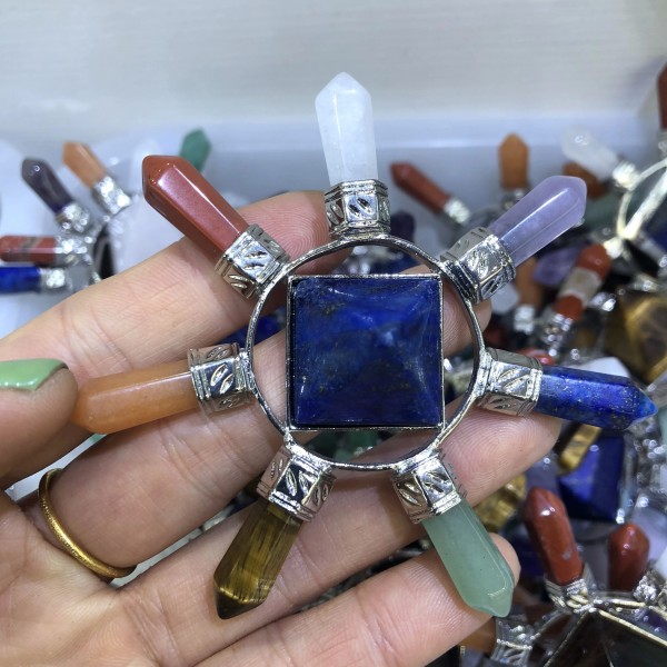 Pyramide des 7 chakras Reiki pour la méditation, pierre naturelle, générateur d'énergie, cristal, Point Hexagonal, guérison, pen