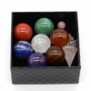 Ensemble de 7 pierres de Chakra Fengshui, boules de Quartz naturel, 20mm, en boîte, Yoga, spirituel, cristal, pendule, Kit cadea|9,89 €|OKKO MODE