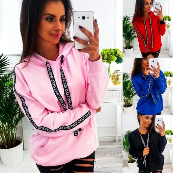 Sudaderas con capucha para mujeres, estilo económico con letras finas y cinta streetwear