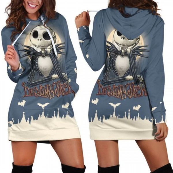 Robe pull à capuche pour femme, sweat-shirt imprimé 3D Jack Skellington mode|6,29 €|OKKO MODE