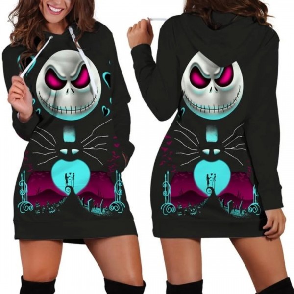 Robe pull à capuche pour femme, sweat-shirt imprimé 3D Jack Skellington mode|6,29 €|OKKO MODE