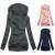 Sweatshirt feminino longo com capuz em rosa e azul, quente e com zíper | 11,91 $ | OKKO MODE