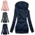Sweatshirt feminino longo com capuz em rosa e azul, quente e com zíper | 11,91 $ | OKKO MODE