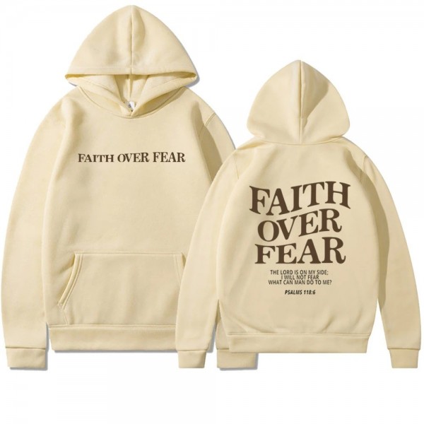 Sweat à capuche chrétien Faith Over Fear Jésus, chemise verset biblique|2,97 €|OKKO MODE