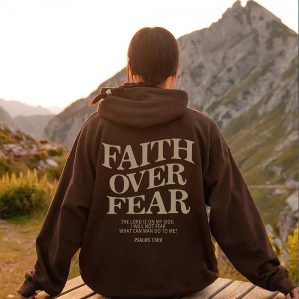 Sweat à capuche chrétien Faith Over Fear Jésus, chemise verset biblique|2,97 €|OKKO MODE