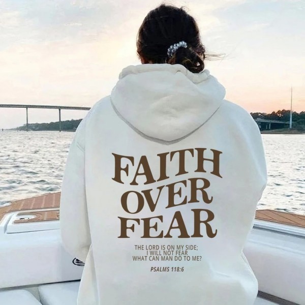 Sweat à capuche chrétien Faith Over Fear Jésus, chemise verset biblique|2,97 €|OKKO MODE