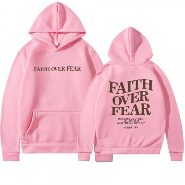 Sweat à capuche chrétien Faith Over Fear Jésus, chemise verset biblique|2,97 €|OKKO MODE