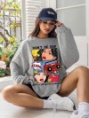 Sweat à Capuche Ras du Cou pour Femme, Vêtement Chaud et Décontracté avec Imprimé miles de Dessin Animé.|9,01 €|OKKO MODE