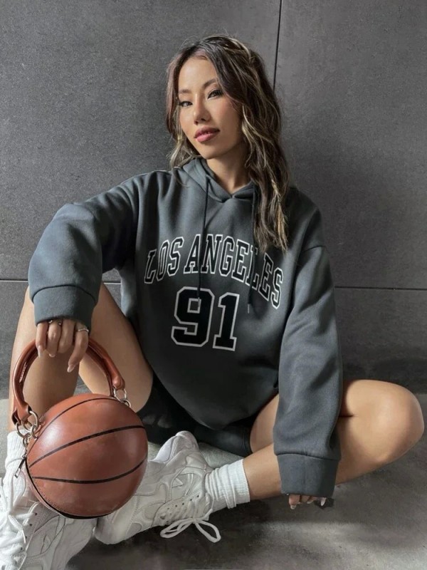 Sweat à capuche College lettre Los Angeles pour femmes, vintage streetwear|8,11 €|OKKO MODE