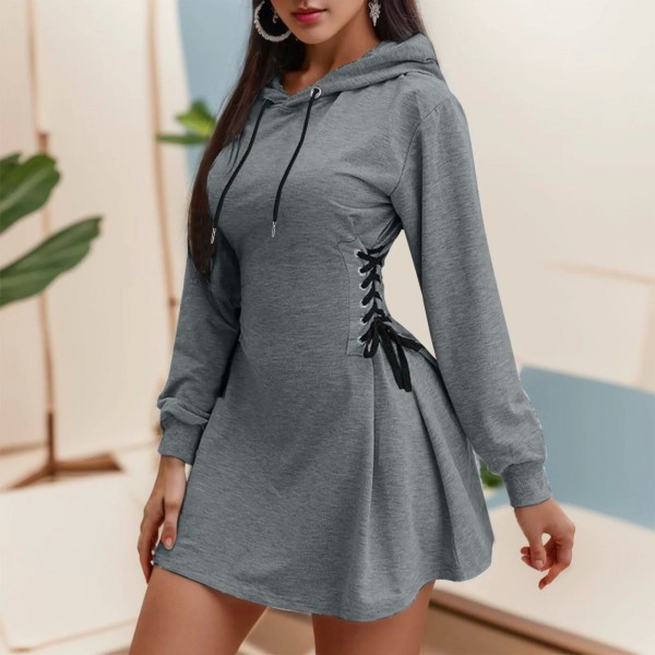 Sweats à capuche taille haute pour femmes, mini robe, col en V, manches longues, coupe couvertes, sweats à capuche PVD pour dame|8,99 €|OKKO MODE