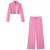 Pink Striped Blouse and Pants Set for Women, Short Sleeve Shirt with Patchwork | $17.26 | OKKO MODE