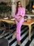 Pink Striped Blouse and Pants Set for Women, Short Sleeve Shirt with Patchwork | $17.26 | OKKO MODE
